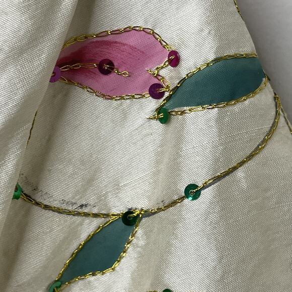 KRISS Sweden Hand Painted Flowers Silk Jacket Artsy Art-to-wear EU 38 / US 6 / M - Picture 14 of 16